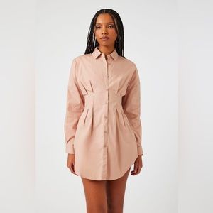 Poplin Mini Shirt Dress in Mauve